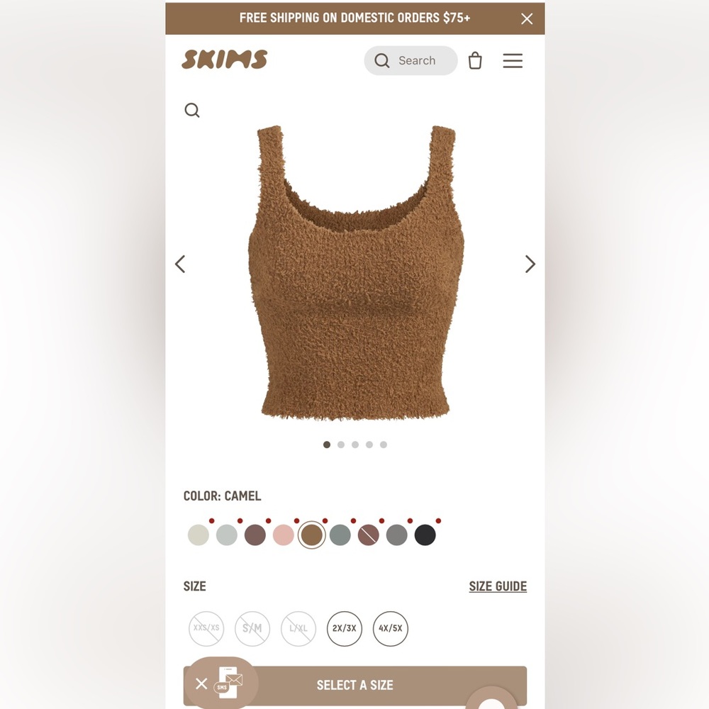 SKIMS Cozy Knit Tank - Camel Color - SOLD OUT in L/XL